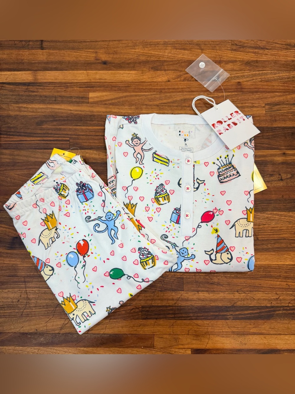 NWT Roberta Roller Rabbit Birthday Bonanza Pajamas - Size 8